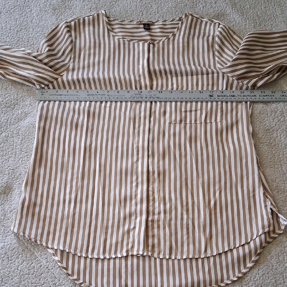 Dana Buchman Beige And White Striped Blouse - Picture 3 of 5